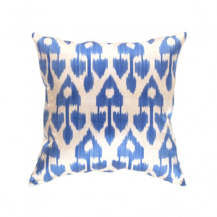 Blue Silk Ikat Pillow | Turkish Blue Decorative Pillow | Canvello