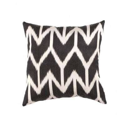 Black and White Ikat Pillow | Handmade Turkish Silk Pillow | Canvello