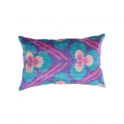 Turkish Rose Silk Pillow | Turkish Blue Silk Ikat Pillow | Canvello