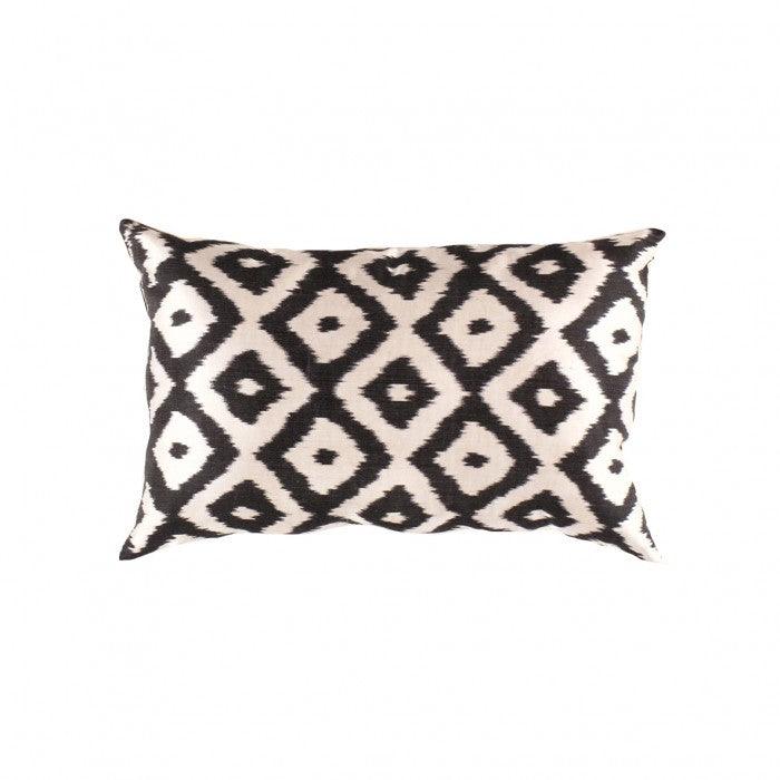 Handcrafted Black Silk Ikat Pillow | Black Silk Ikat Pillow | Canvello
