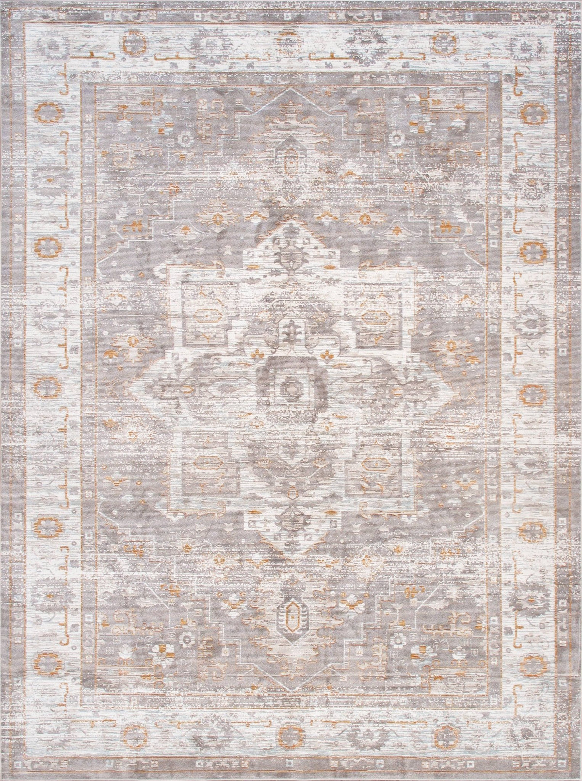 Canvello Turkish Oriental Grey Ivory Area Rug-10' x 14'