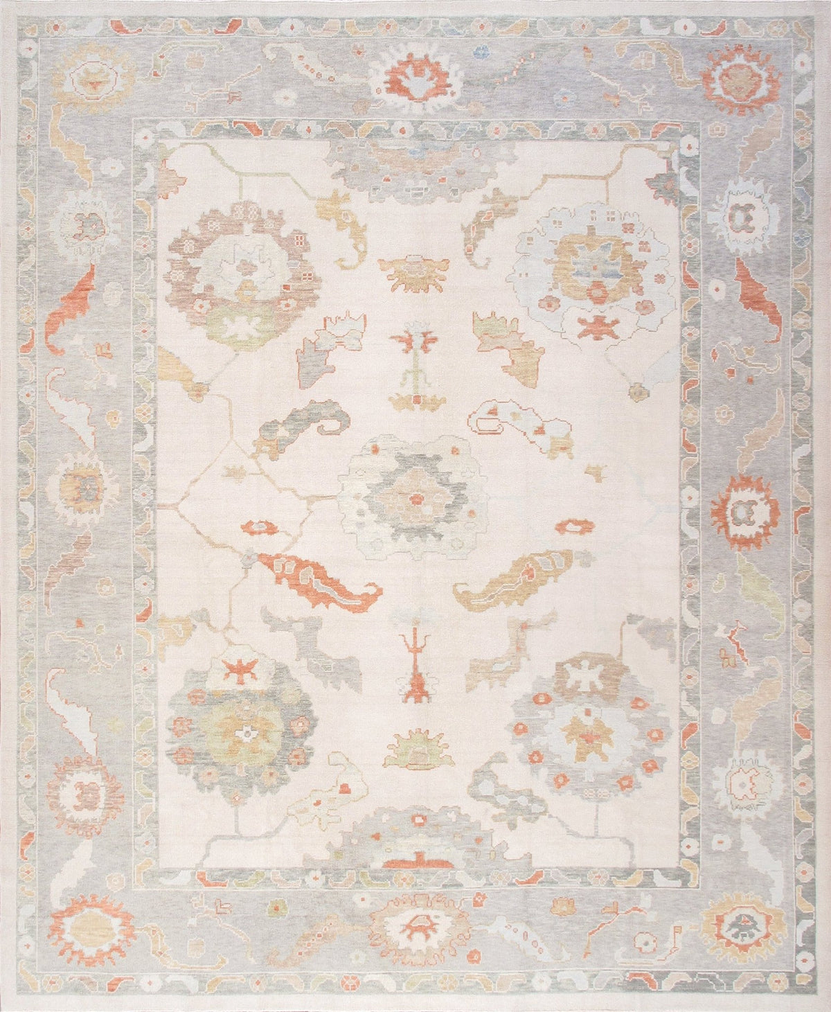 Canvello Turkish Oushak Collection Hand-Knotted Wool Ivory Area Rug-12'1'' X 14'