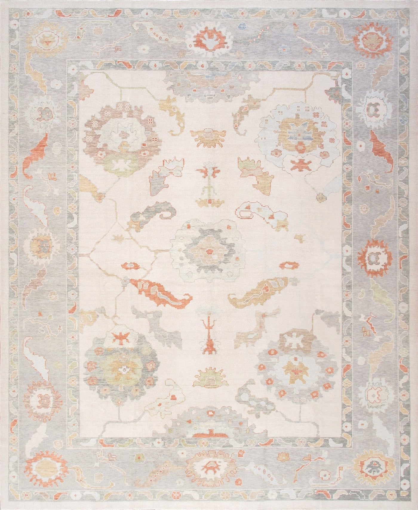 Canvello Turkish Oushak Collection Hand - Knotted Wool Ivory Area Rug - 12'1'' X 14' - Canvello