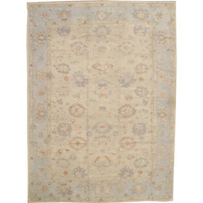 Canvello Turkish Oushak Hand - Knotted Wool Ivory Area Rug - 10' x 13' - Canvello