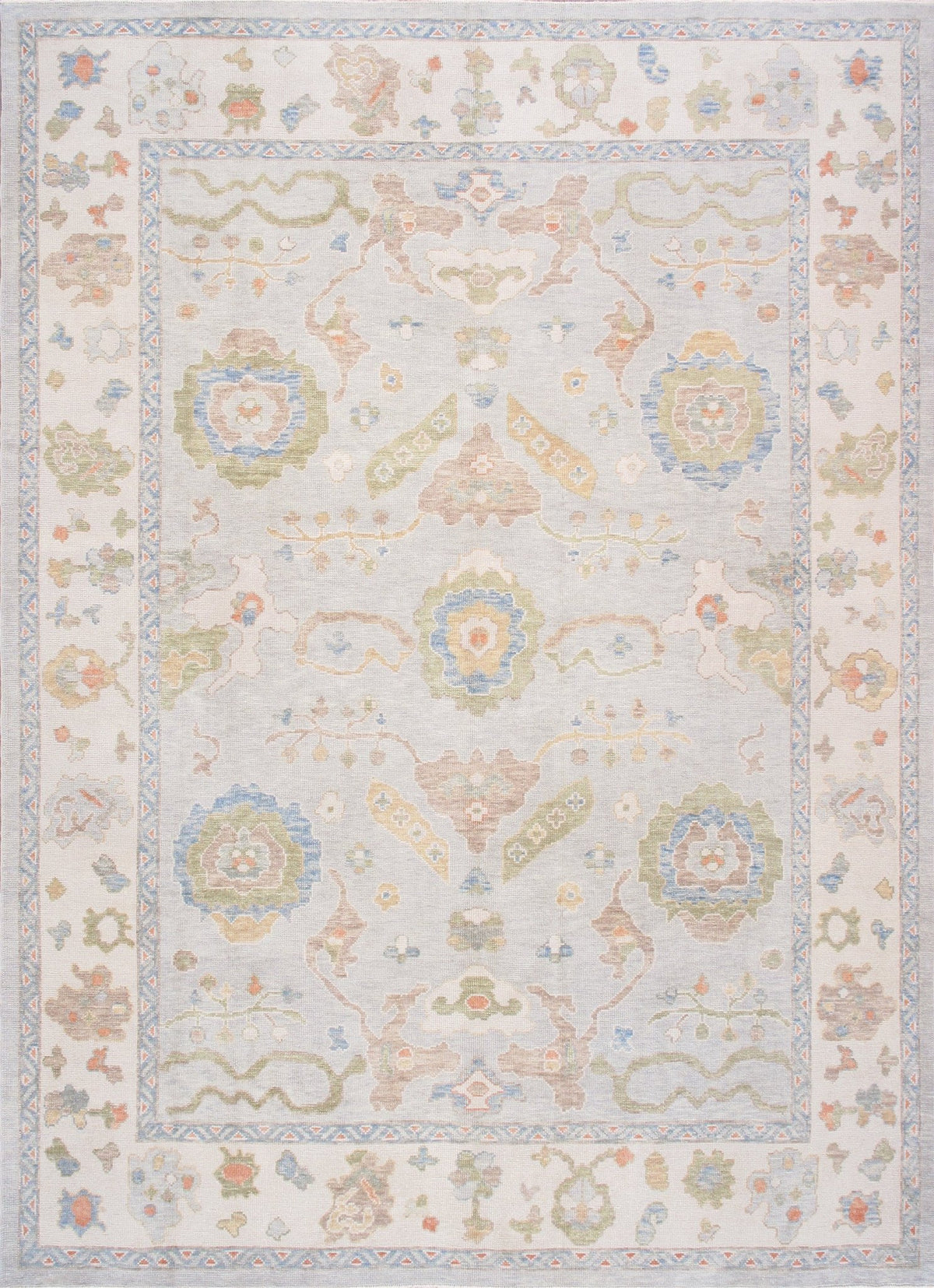 Canvello Turkish Oushak Hand-Knotted Wool L. Blue Area Rug- 9'1'' X 12'7''