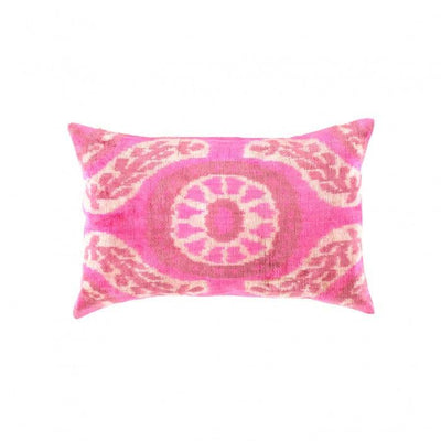 Canvello Turkish Pink Velvet IKAT Pillow - 16" X 24" - Canvello