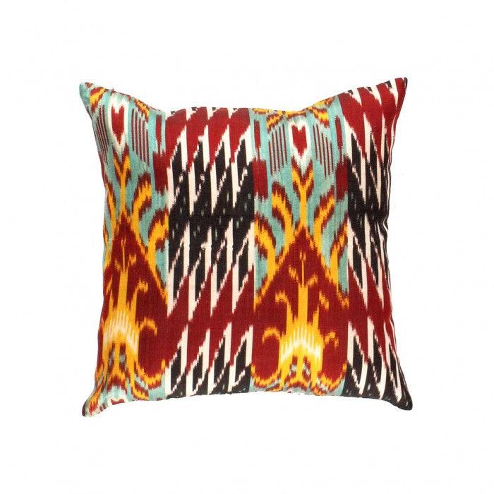 Canvello Turkish Rust Silk ikat pillow - 16" X 16" - Canvello