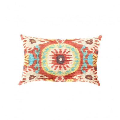 Canvello Turkish Rust Velvet Silk ikat pillow - 16' X 24' - Canvello