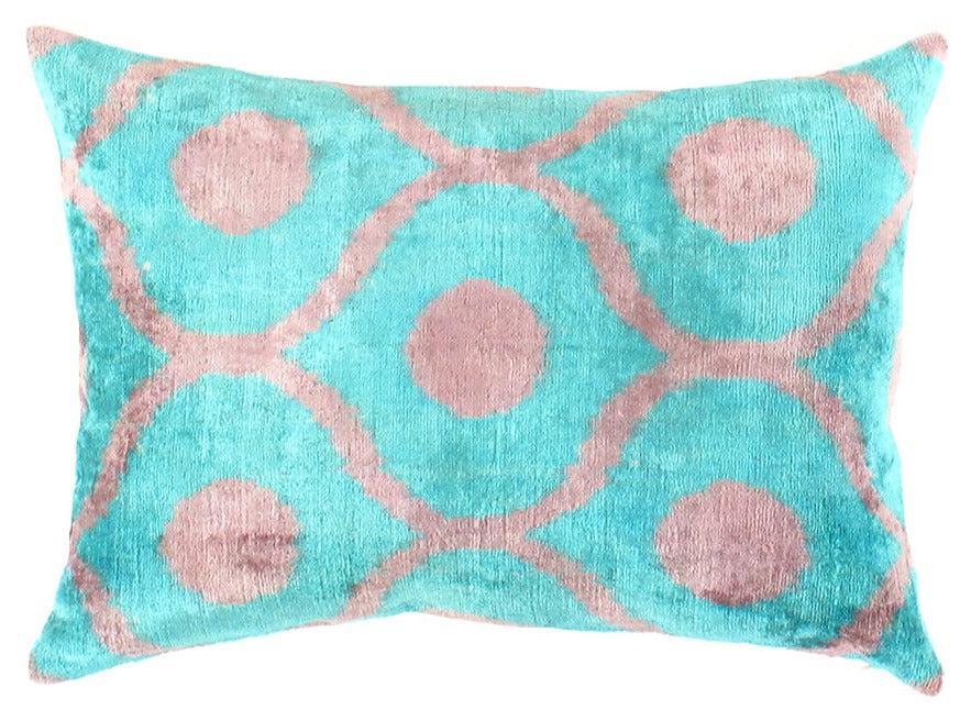 Canvello Turkish Silk Blue Ikat pillow - TI 143 - 16"X24" - Canvello