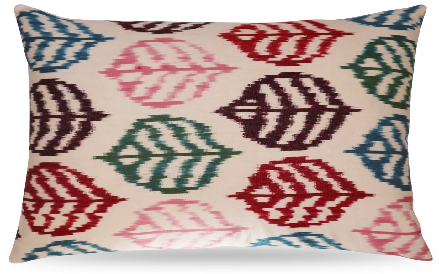 Canvello Turkish Silk Ikat White Throw Pillow - TI 28 - Canvello