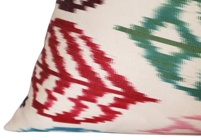 Canvello Turkish Silk Ikat White Throw Pillow - TI 28 - Canvello