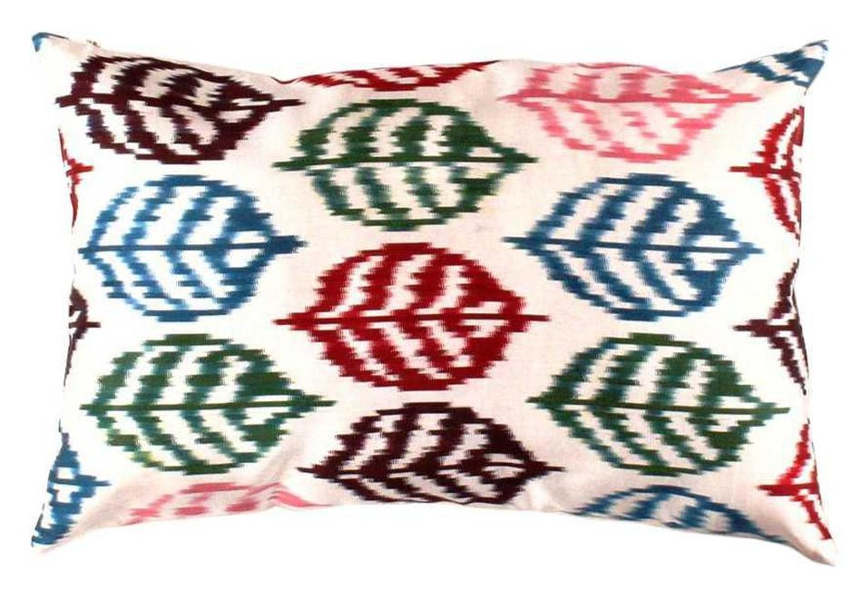 Canvello Turkish Silk Ikat White Throw Pillow - TI 28 - Canvello