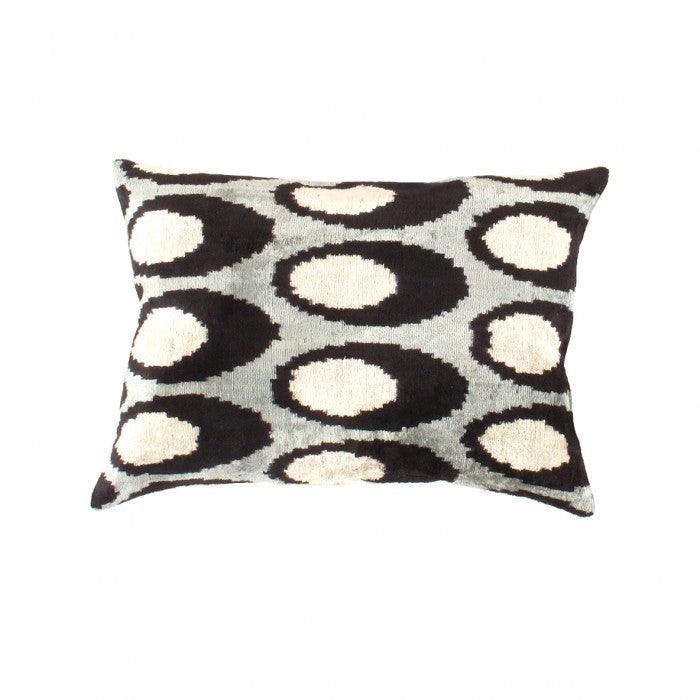 Canvello Turkish white & Blue Silk Ikat pillow - 15"x20" - Canvello