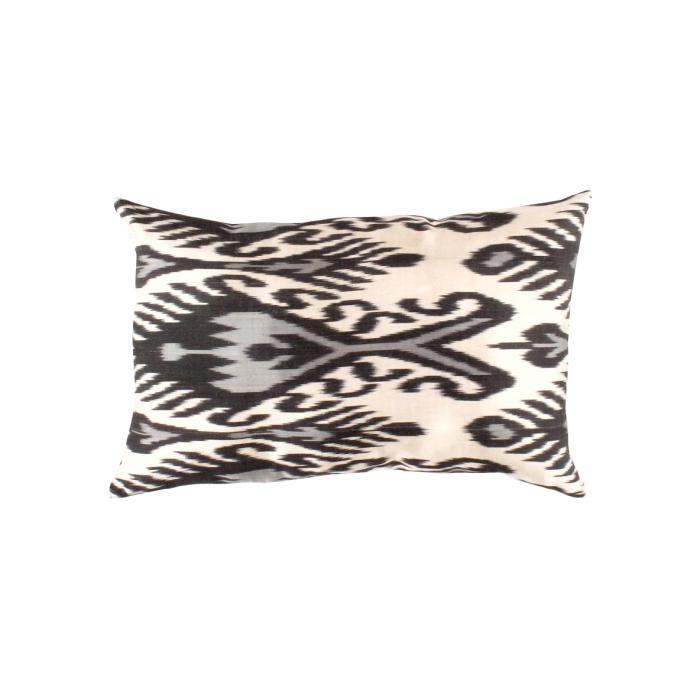 Canvello Turkish white Silk IKAT Pillow - 16" X 24" - Canvello