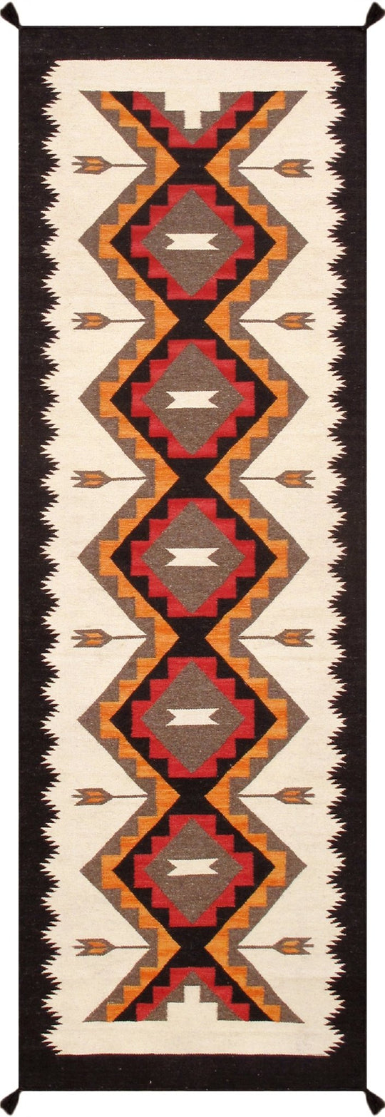 Canvello Tuscany Reversible Wool Ivory Area Rug- 2'6'' X 7'11''