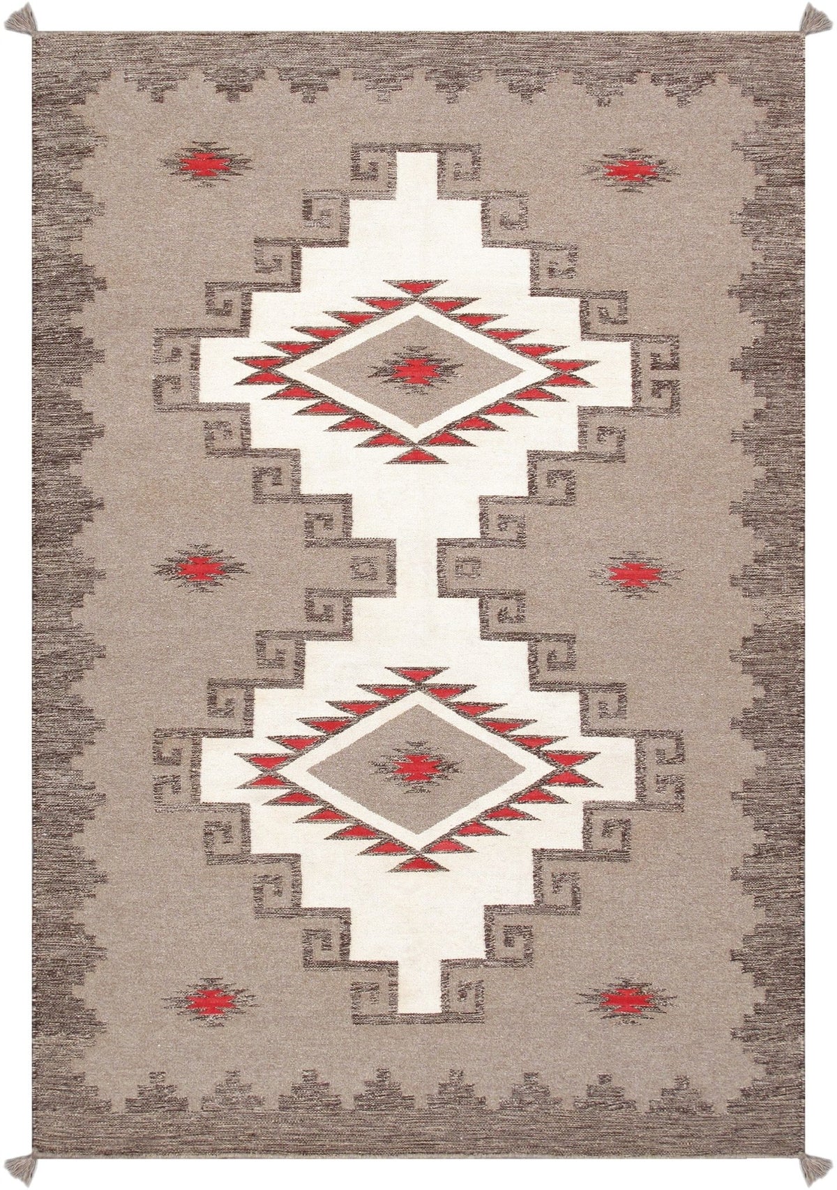 Canvello Tuscany Reversible Wool Ivory Area Rug- 4'11'' X 7'3''