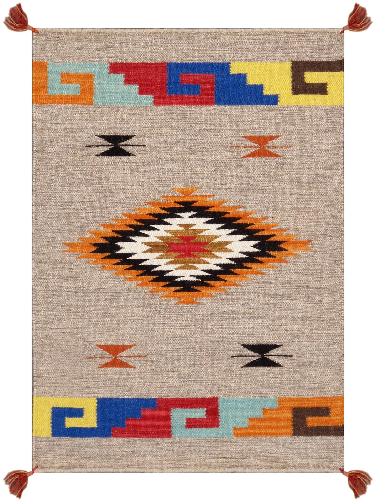 Alfombra de lana kazaka caucásica antigua del siglo XVIII para sala de estar - 3'7'' X 7'5''