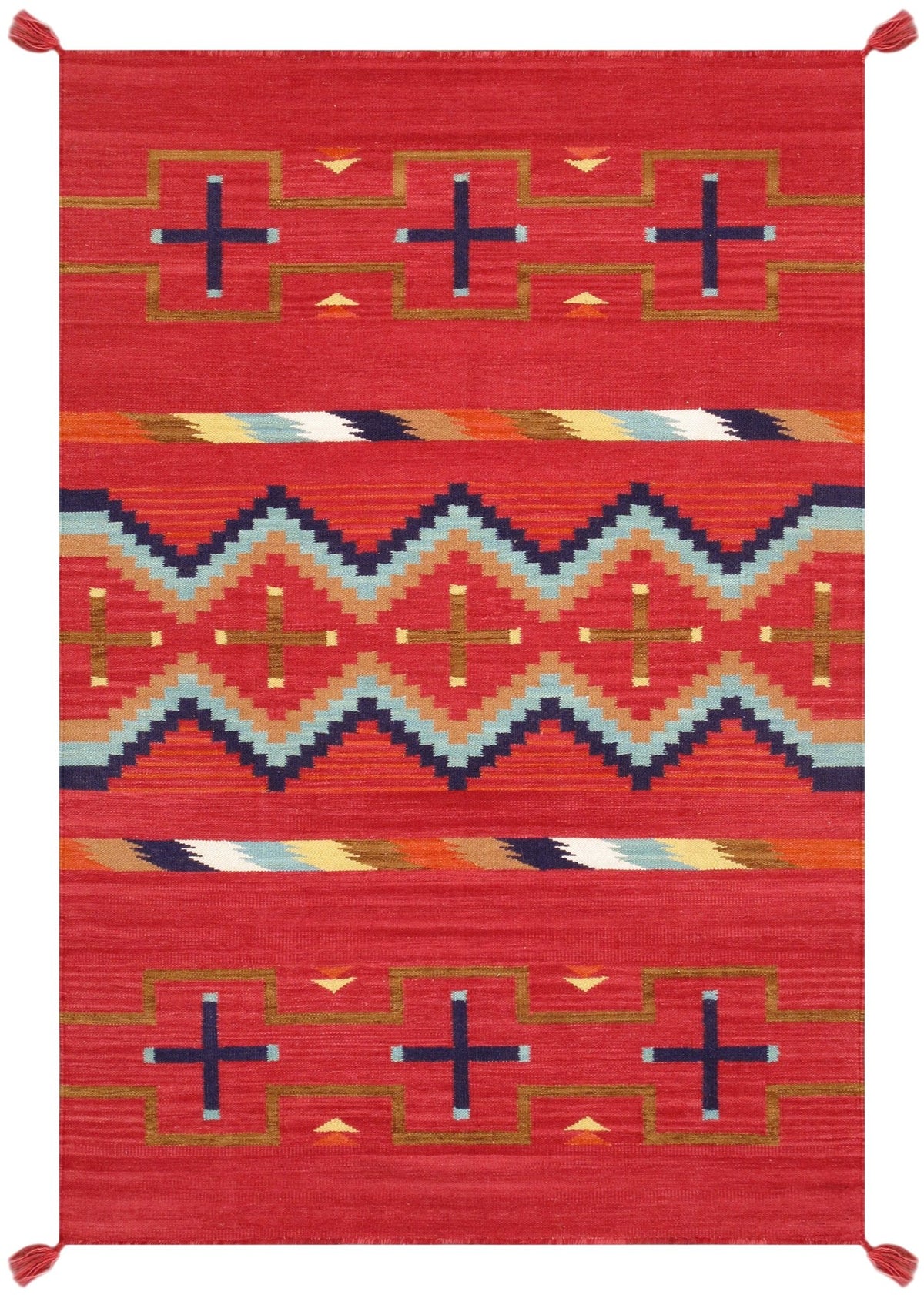 Alfombra de lana kazaka caucásica antigua del siglo XVIII para sala de estar - 3'7'' X 7'5''
