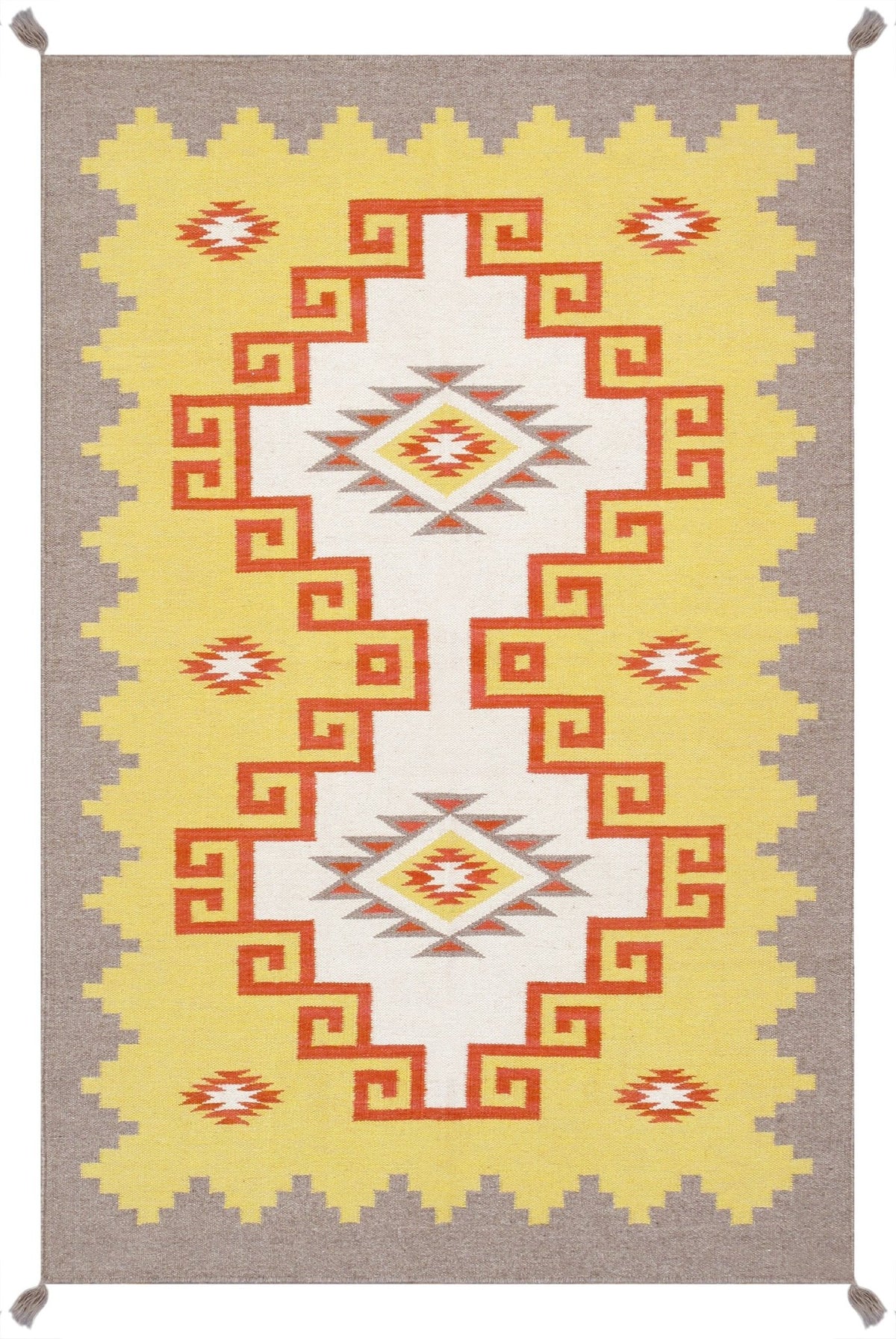 Canvello Tuscany Reversible Wool Yellow Area Rug- 3'11'' X 6'
