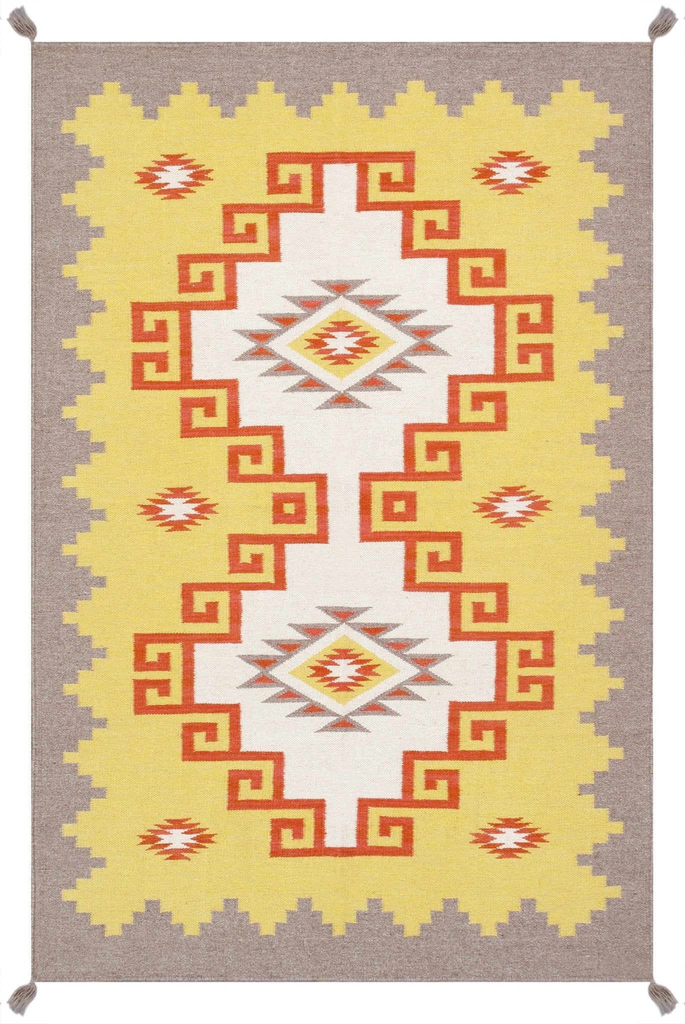 Canvello Tuscany Reversible Wool Yellow Area Rug - 3'11'' X 6' - Canvello