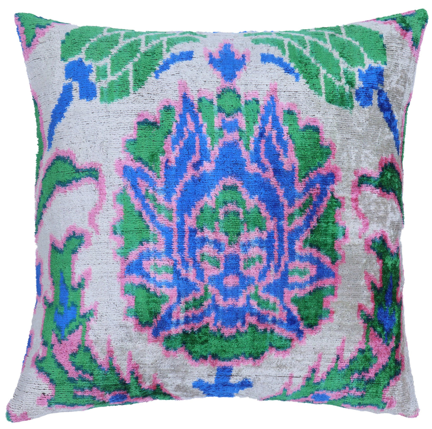 Canvello Velvet Floral Navy Pink Throw Pillow with Down Insert - 18x18 in - Canvello