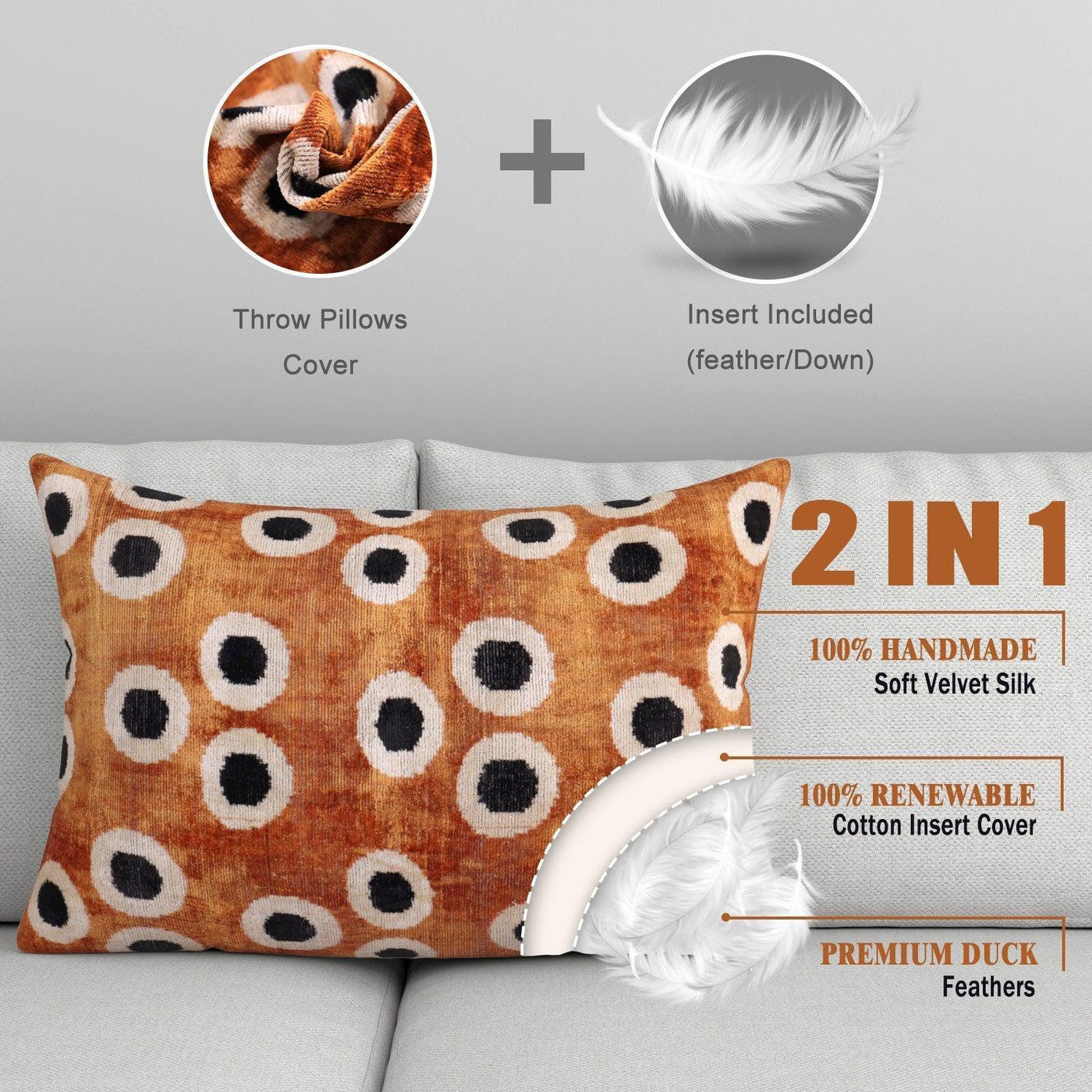 Gold Black Dot Pillows | Velvet Long Pillows For Couch | Canvello