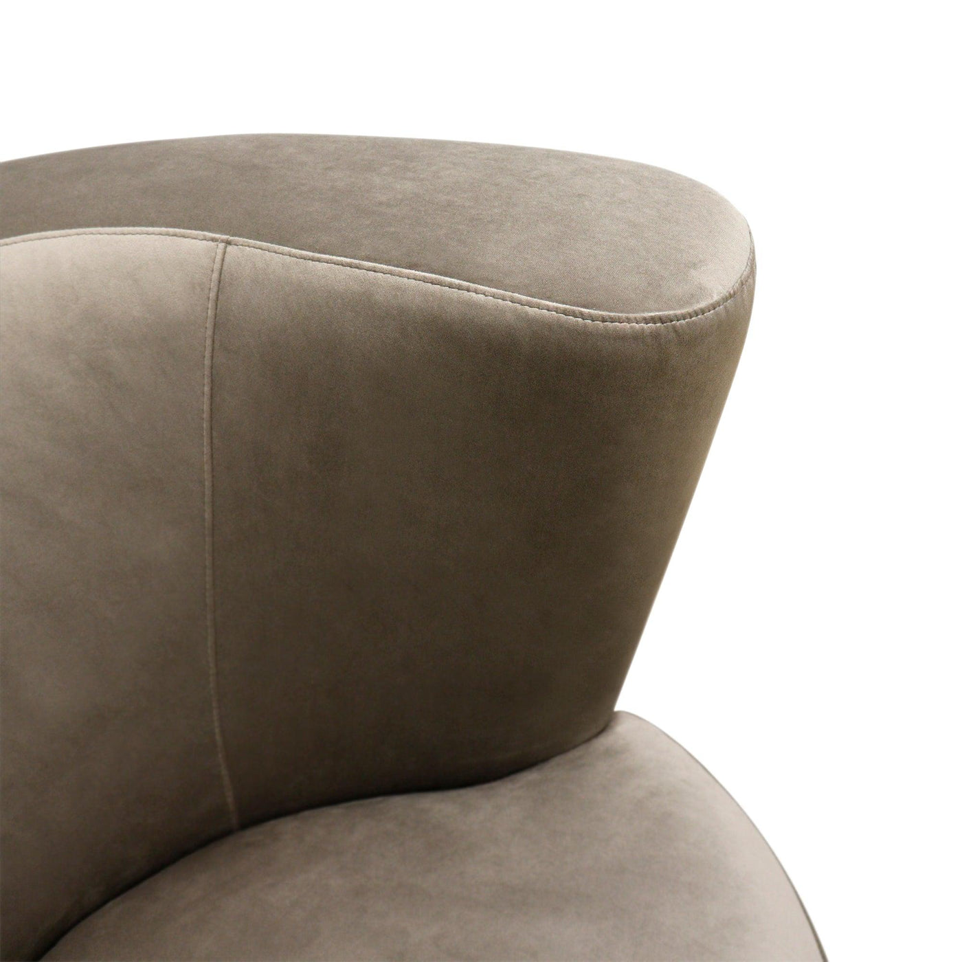 Canvello Velvet Mocha Color Upholstered Swivel Crescent Chair - Canvello