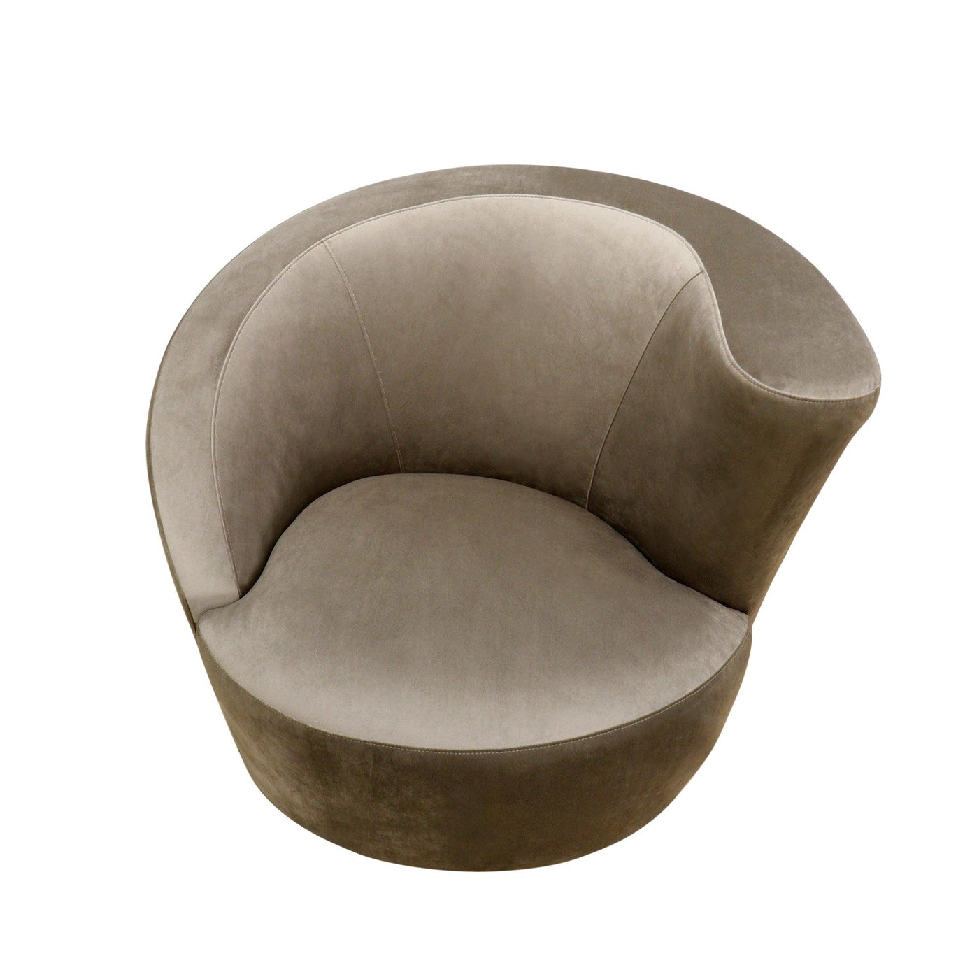 Canvello Velvet Mocha Color Upholstered Swivel Crescent Chair - Canvello