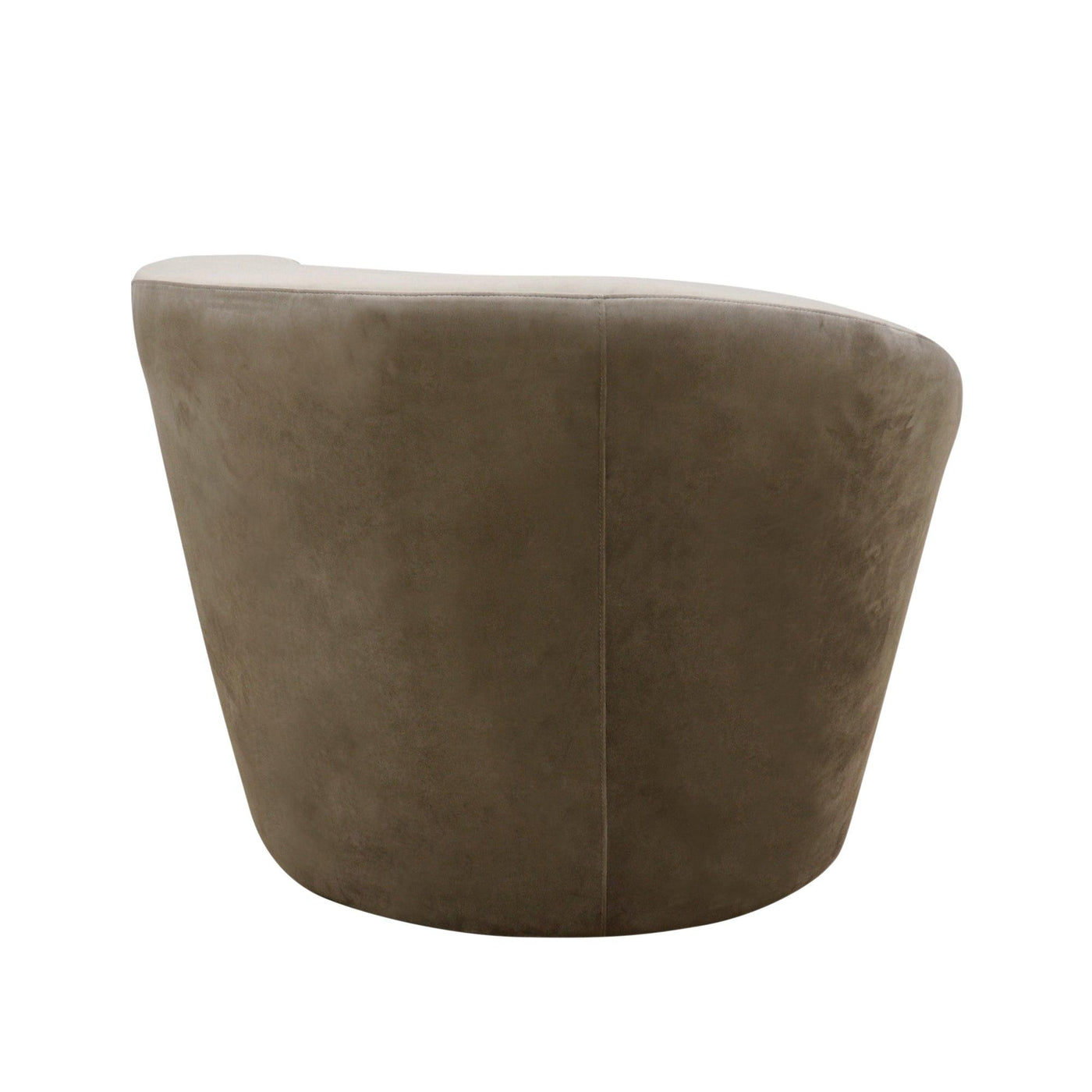 Canvello Velvet Mocha Color Upholstered Swivel Crescent Chair - Canvello