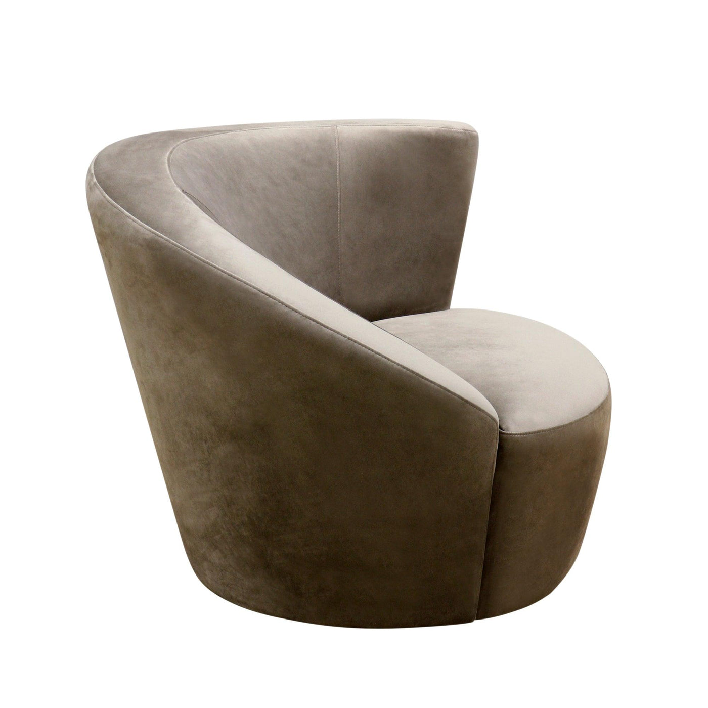 Canvello Velvet Mocha Color Upholstered Swivel Crescent Chair - Canvello