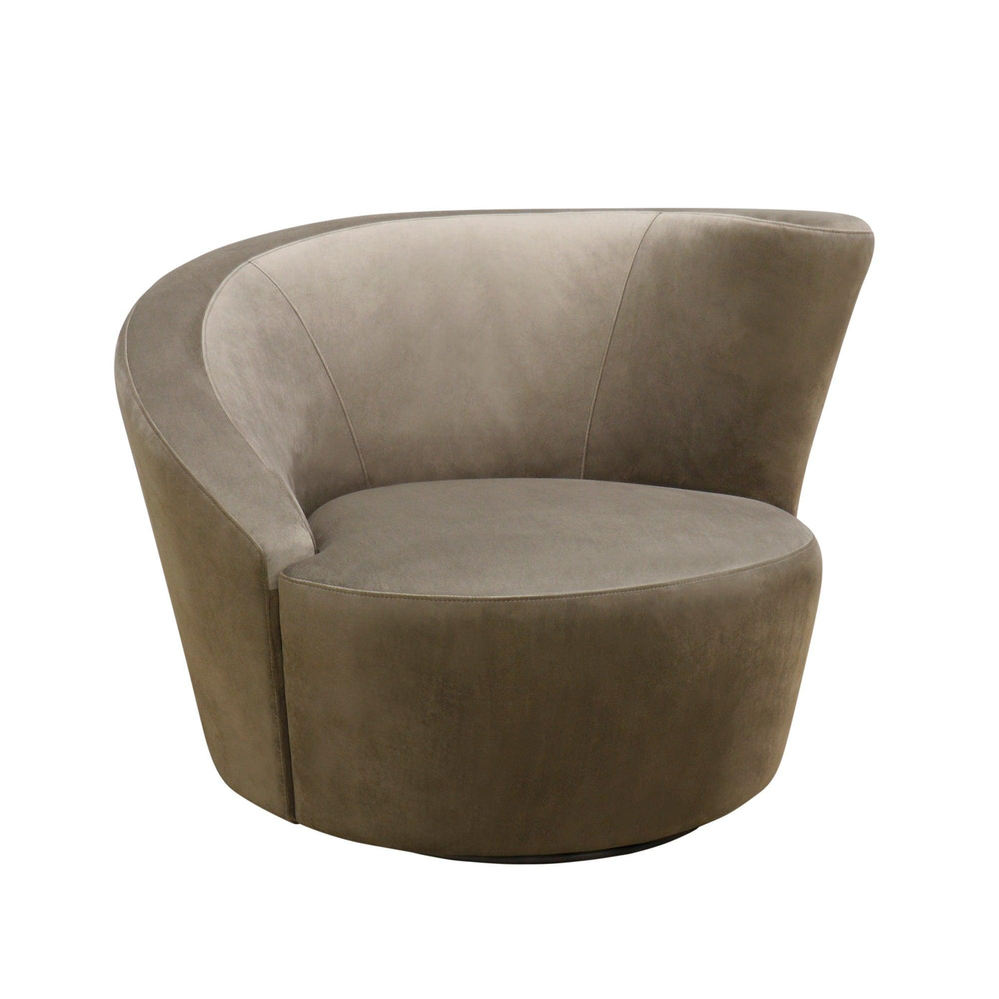 Canvello Velvet Mocha Color Upholstered Swivel Crescent Chair - Canvello