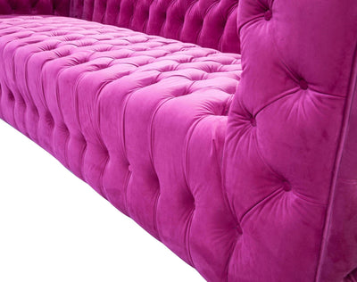 Canvello Velvet Tufted Sofa (pinkish - purplish - red) - Canvello