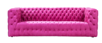 Canvello Velvet Tufted Sofa (pinkish - purplish - red) - Canvello