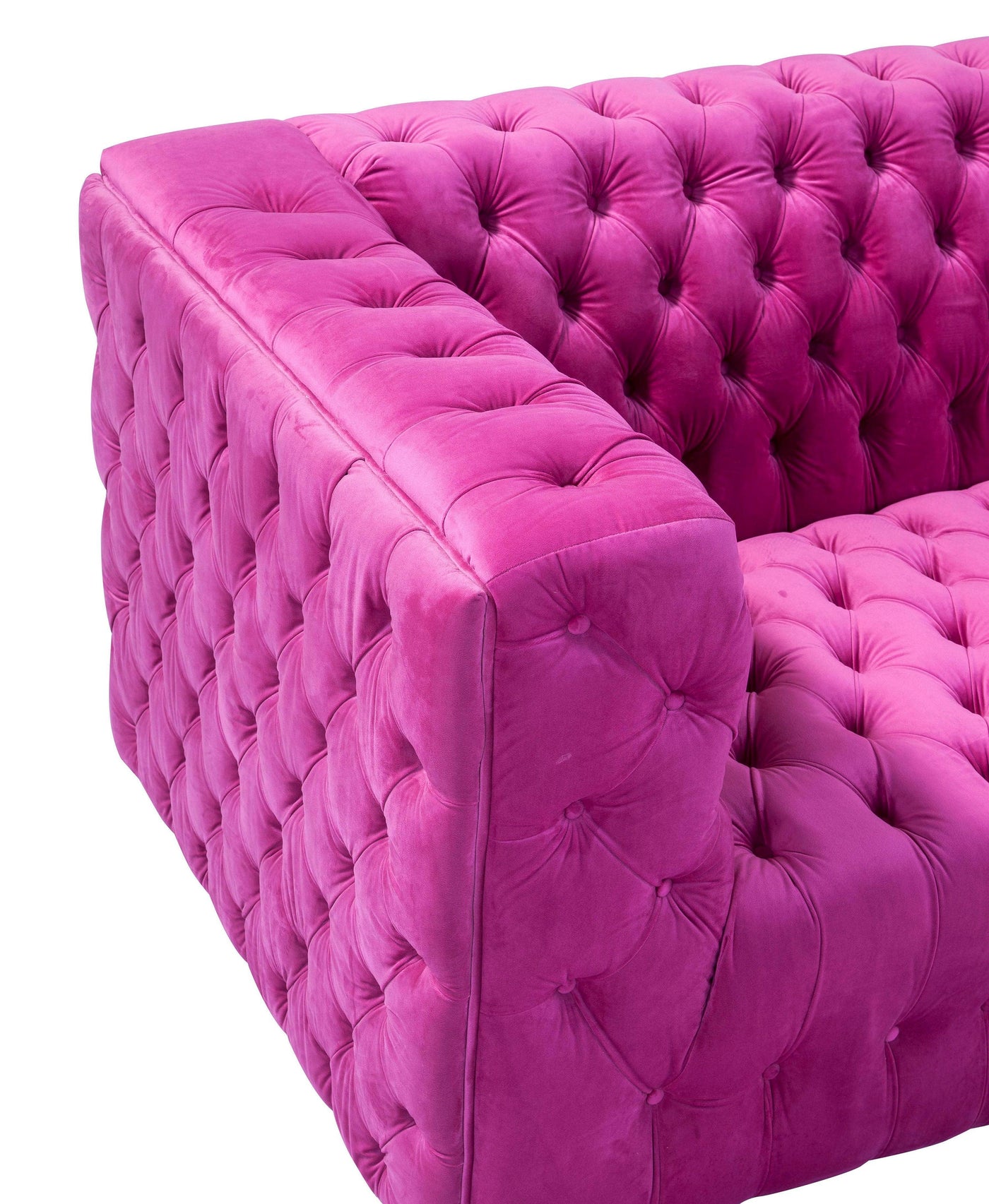 Canvello Velvet Tufted Sofa (pinkish-purplish-red)