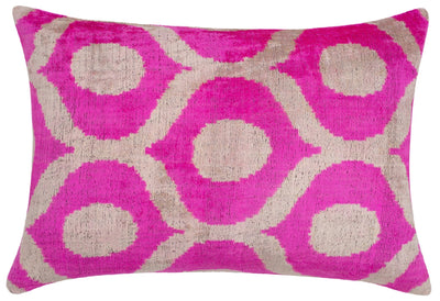 Canvello Vibrant 16x24 in Pink Geometric Trellis Throw Pillow - Modern Fuchsia and White Plush Cushion for Home Décor - Canvello