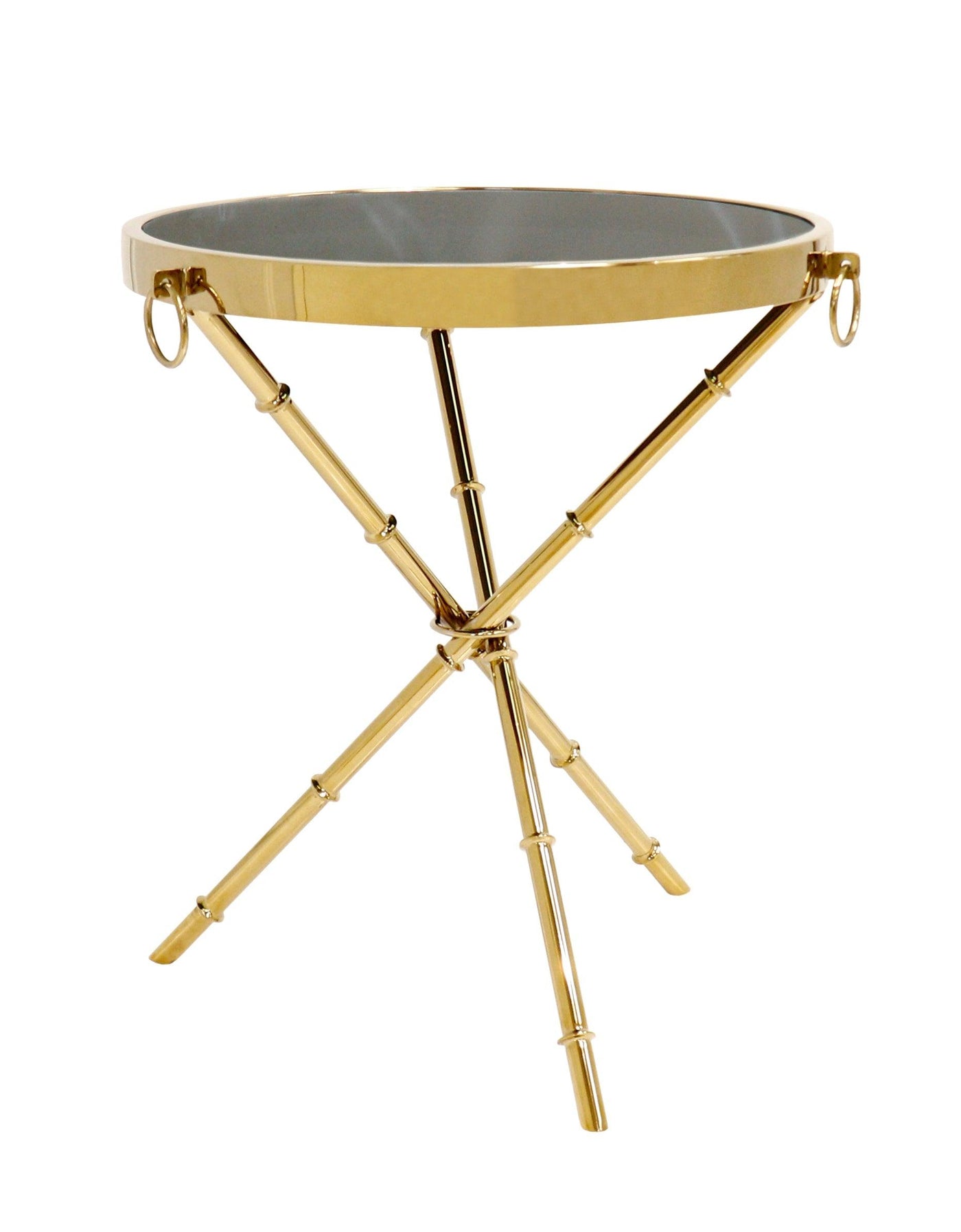 Canvello Vicenza Collection Steel & Glass Side Table, Gold