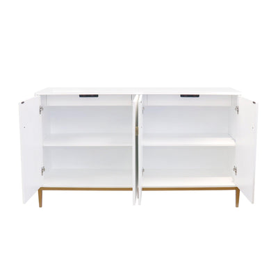 Canvello Victoria Ivory Sideboard, 4 Doors, 2 Drawer with Bronze Metal Frame - Canvello