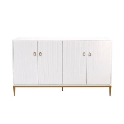 Canvello Victoria Ivory Sideboard, 4 Doors, 2 Drawer with Bronze Metal Frame - Canvello