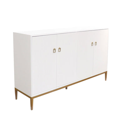 Canvello Victoria Ivory Sideboard, 4 Doors, 2 Drawer with Bronze Metal Frame