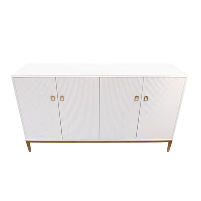 Canvello Victoria Ivory Sideboard, 4 Doors, 2 Drawer with Bronze Metal Frame