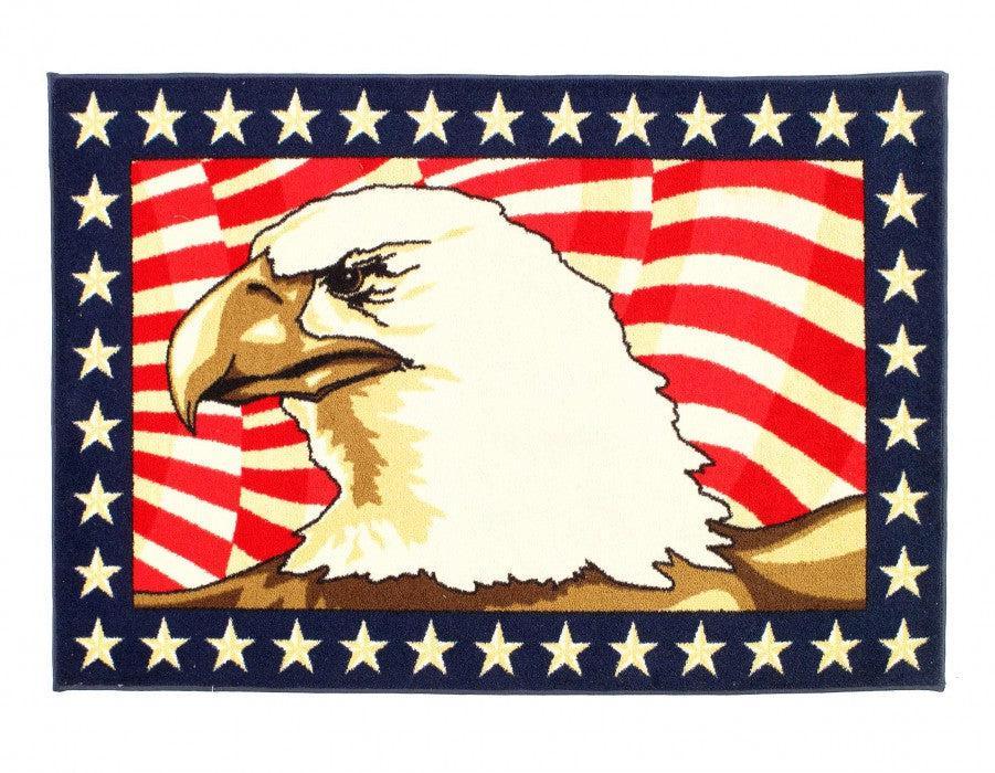 Vintage American Flag Eagle Machine made rug 3' X 5'