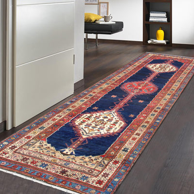 Canvello Vintage Ardabill Navy Blue Runner Rug - 3'1" X 11'5" - Canvello