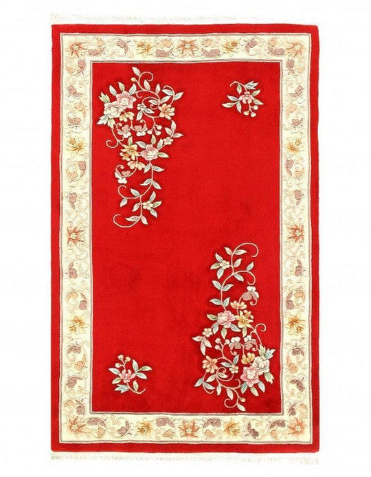 Canvello Vintage Chinese Peking Designer Red Rug - 4'11'' X 8'1''