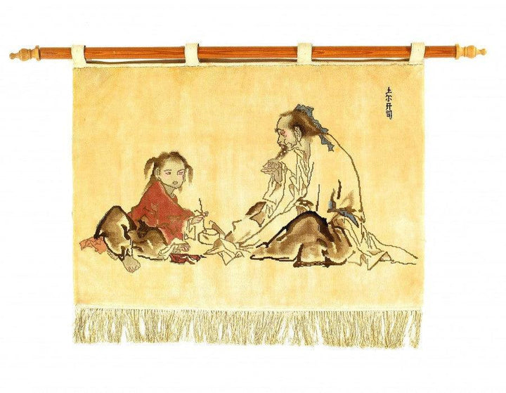 Canvello 復古中式壁掛手結真絲地毯 - 2'1'' X 2'11''