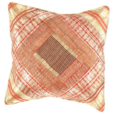 Canvello Vintage Design Sari Silk Square Pillow - 16" X 16" - Canvello