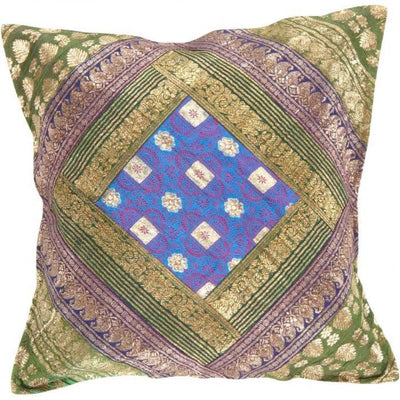 Canvello Vintage Design Sari Silk Square Pillow - 16" X 16" - Canvello