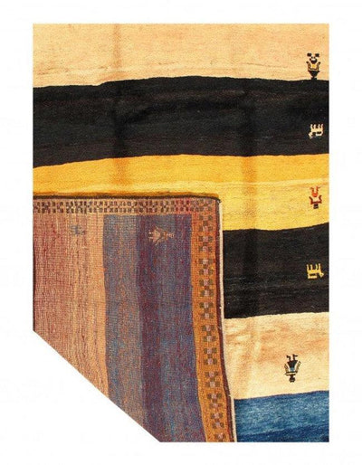 Canvello Vintage Gabbeh Blue And Yellow Rug - 8'5'' X 11'7'' - Canvello