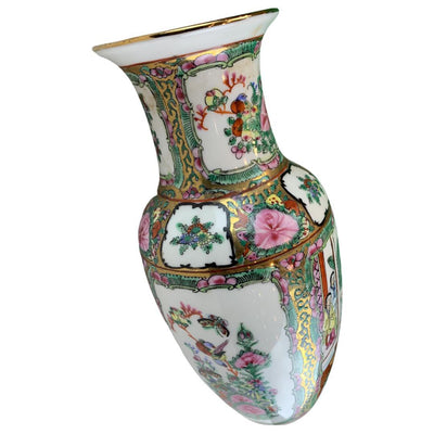 Canvello Vintage Green & White Porcelain Vase