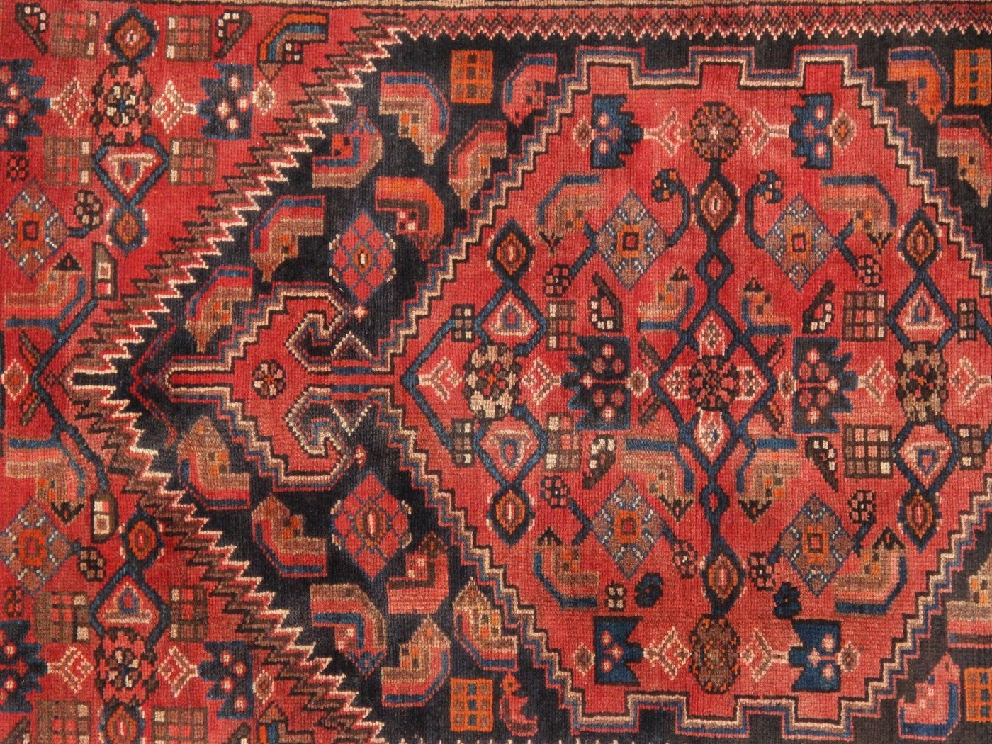 Canvello Vintage Hamadan Navy And Rust Rug - 4'3" X 6'8" - Canvello