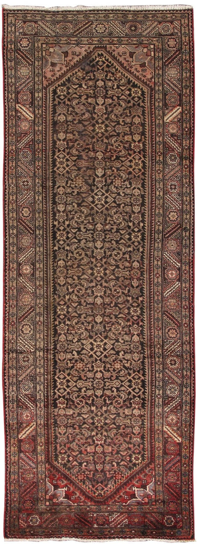 Canvello Vintage Hamadan Red And Brown Area Rugs - 3'7" X 10'8" - Canvello